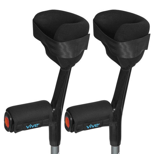 Vive Health - 4pc Forearm Crutch Pads with Grips, Black