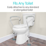 Vive Health - 2 Adjustable Toilet Safety Rails, Padded Fitting w/no Drilling