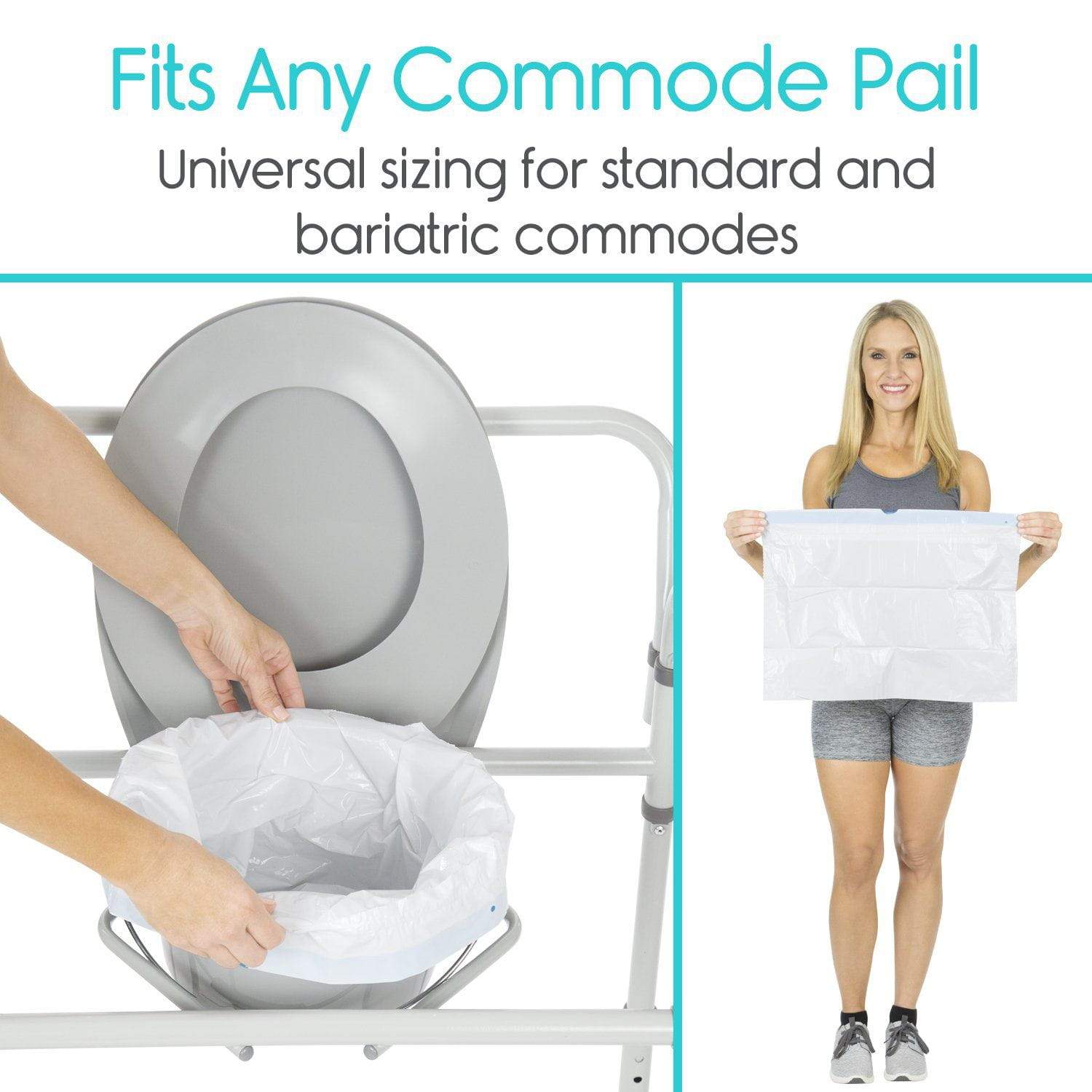 Vive Health - Commode Liners with Absorbent Pads, Universal Size, 24 Pack