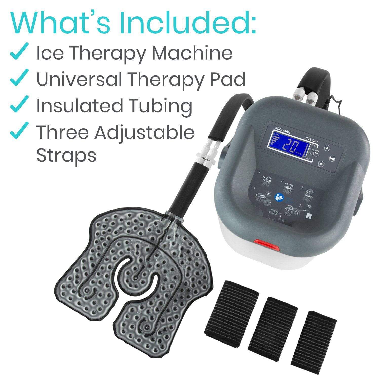 Vive Health - Ice Therapy Machine with 3 Straps, Pad, and Insulated 5’ Tube