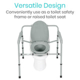 Vive Health - Bariatric Commode, Adjustable Steel Frame, 6 Qt Pail w/Lid, Splash Guard