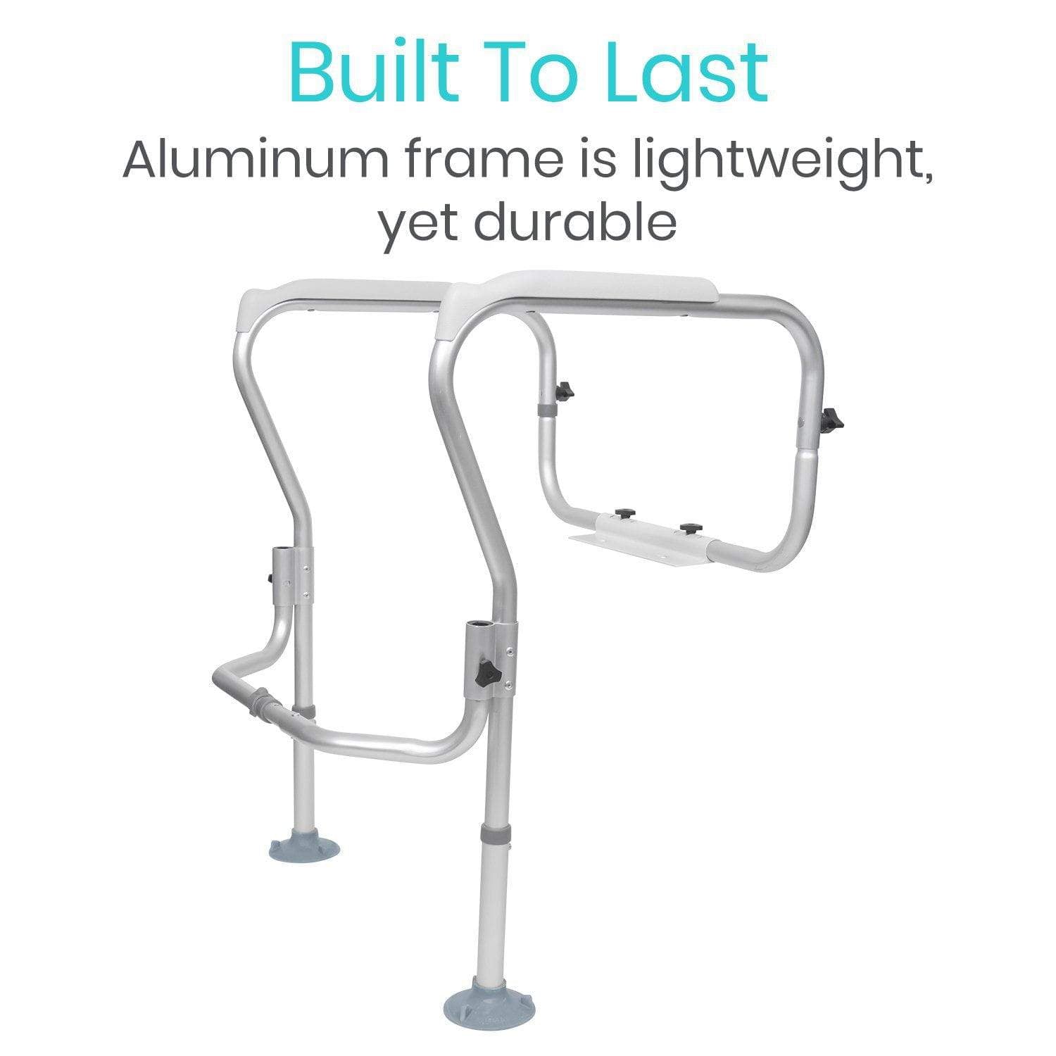 Vive Health - Toilet Safety Frame with Crossbar, 26.5” Wide Nonslip Rails, Supports Up to 300 lbs