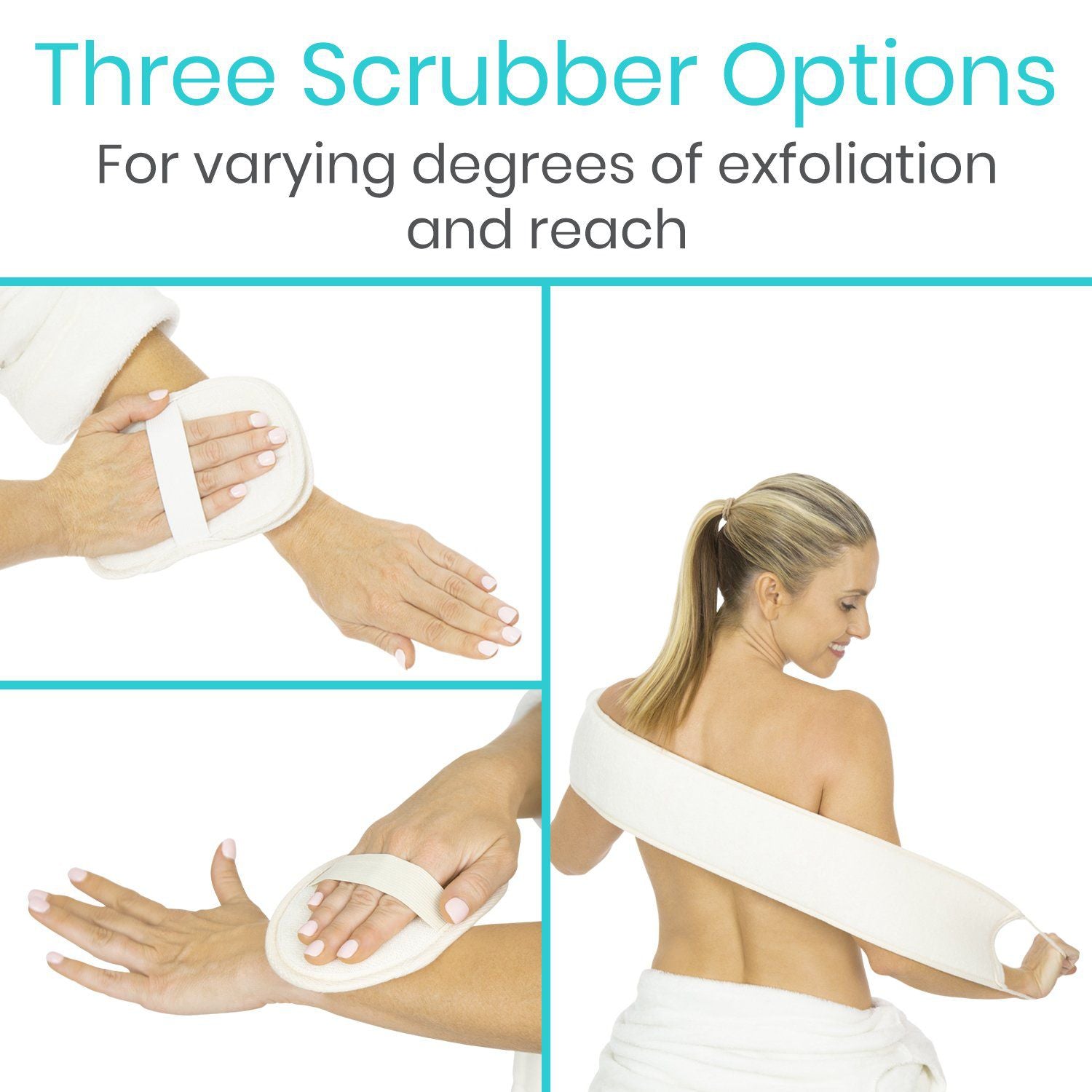 Vive Health - Dual-Sided Back Scrubber, Jute Mitt, Loofah Pad with Hanging Loops