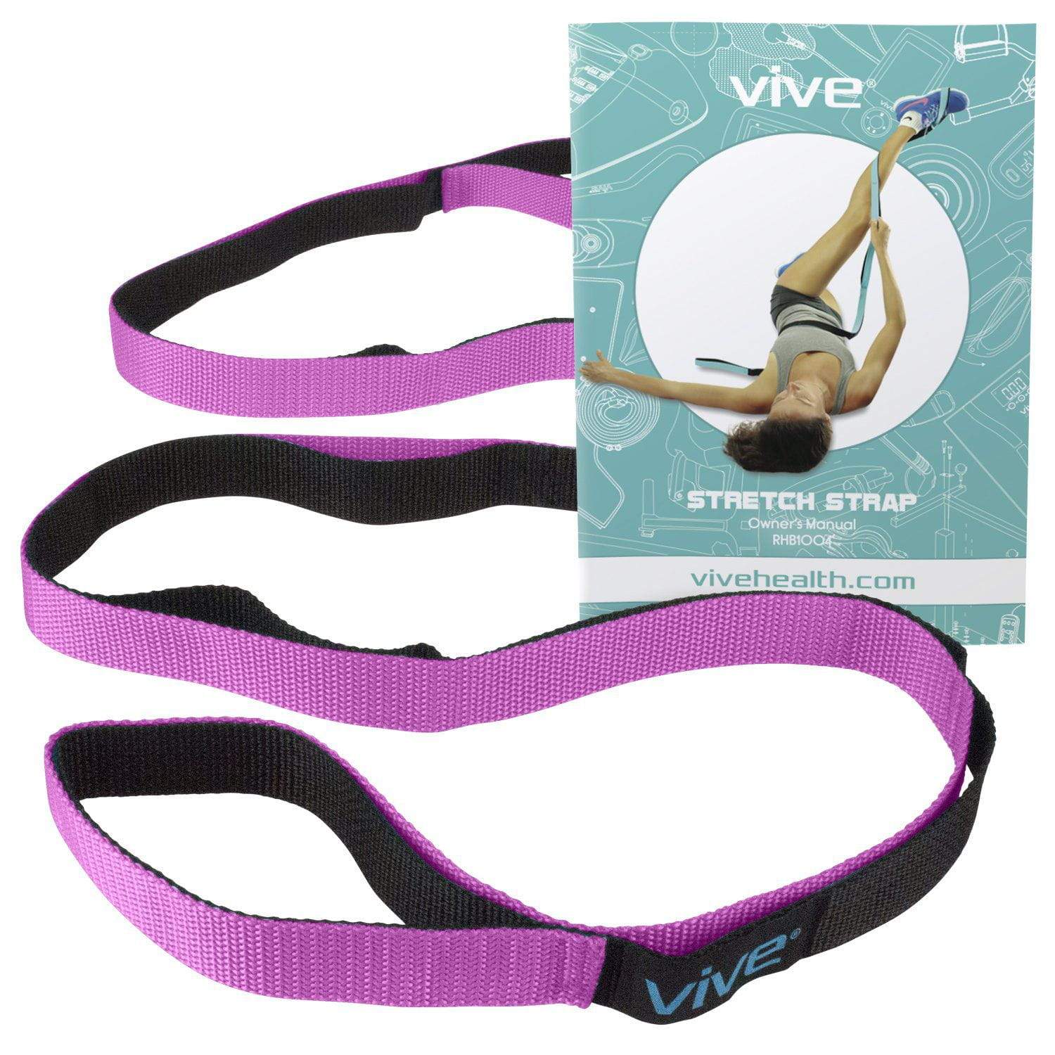 Vive Health - Stretch Strap, 75" with 10 Loops, Nylon Material, Includes Guide and Carry Pouch, Teal