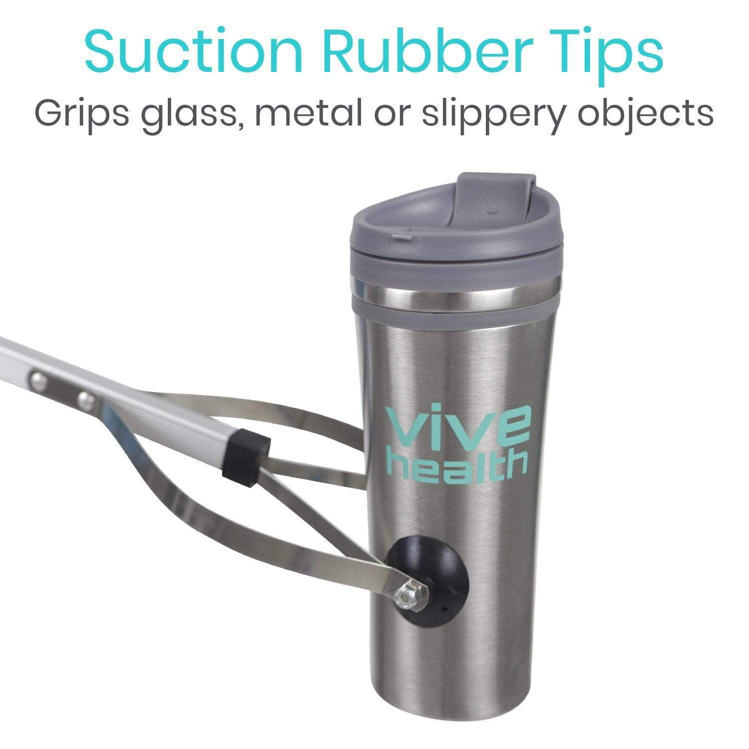 Vive Health - 32" Folding Suction Cup Reacher Brushed Aluminum, Trigger Grip
