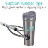 Vive Health - 32" Folding Suction Cup Reacher Brushed Aluminum, Trigger Grip