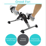 Vive Health - Folding Pedal Exerciser with Adjustable Tension, 9" Height for Leg and Arm Exercises, Includes App