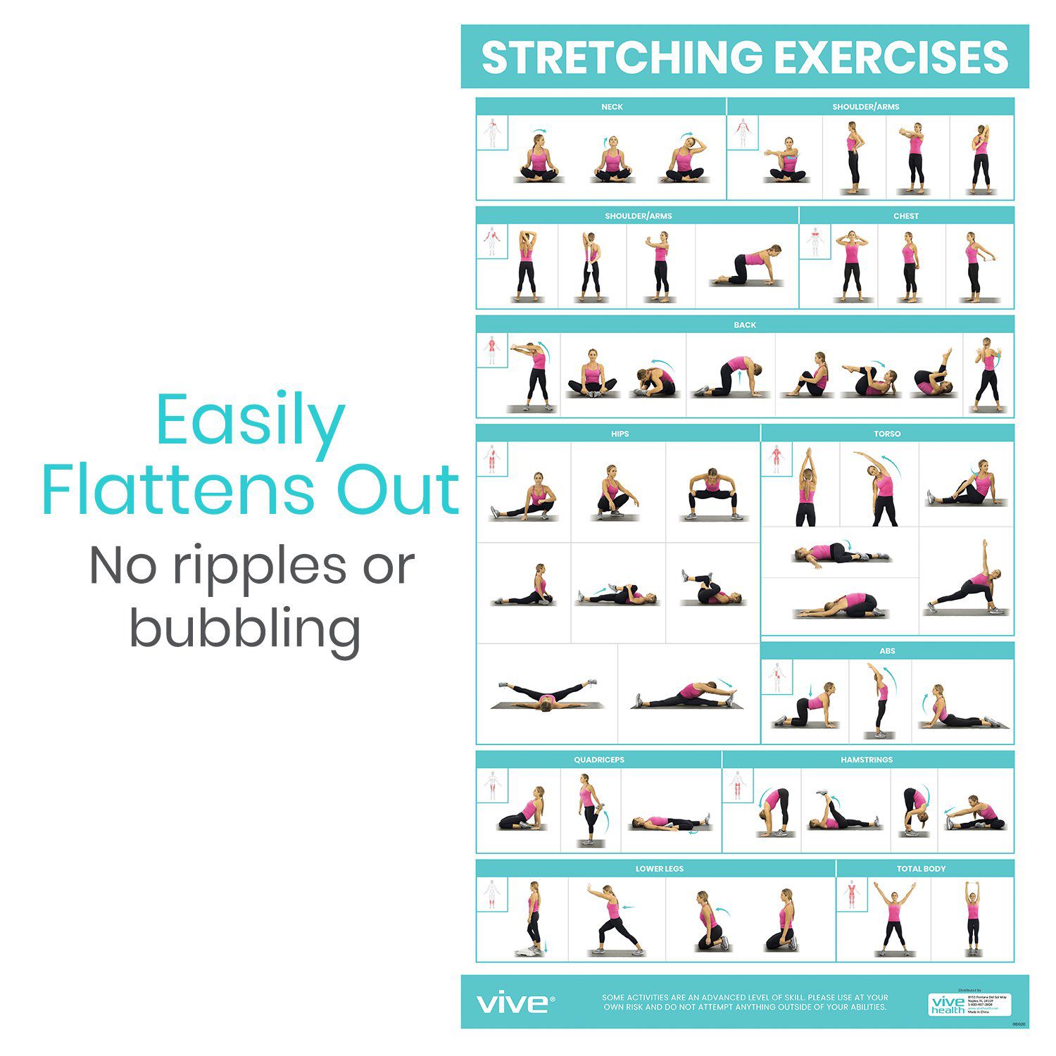 Vive Health - Stretching Workout Poster, 52 Full-Color, Laminated