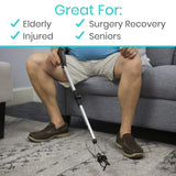 Vive Health - 32" Folding Suction Cup Reacher Brushed Aluminum, Trigger Grip