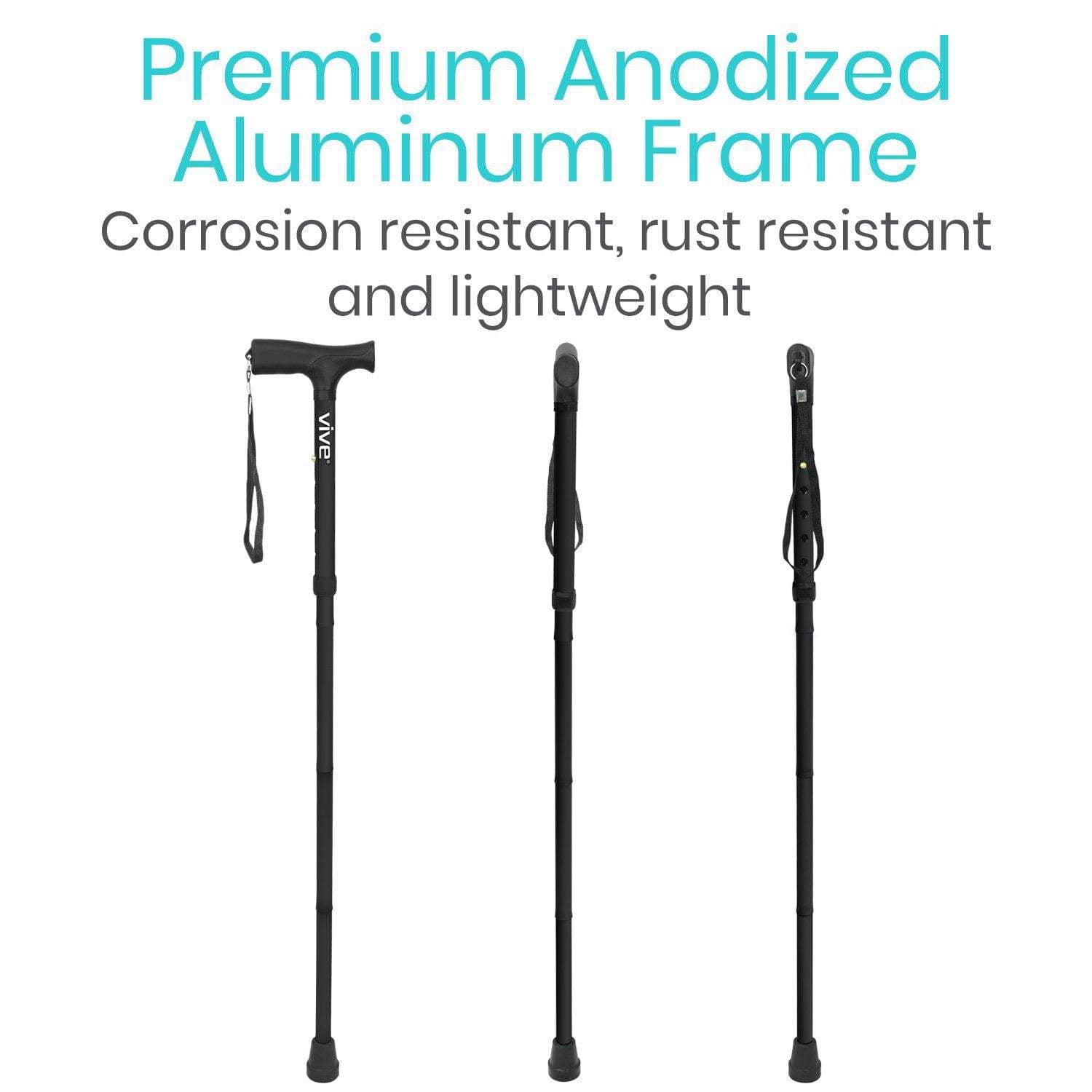 Vive Health - Folding Cane, Supports up to 250lbs