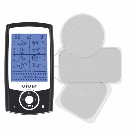 Vive Health - 8-Mode TENS Unit with LCD Display, 10 Hours Battery Life, Includes 8 Electrodes with Leads and Chargers