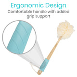 Vive Health - Curved 17” Mesh Loofah Brush with Handheld Loofah, Waterproof