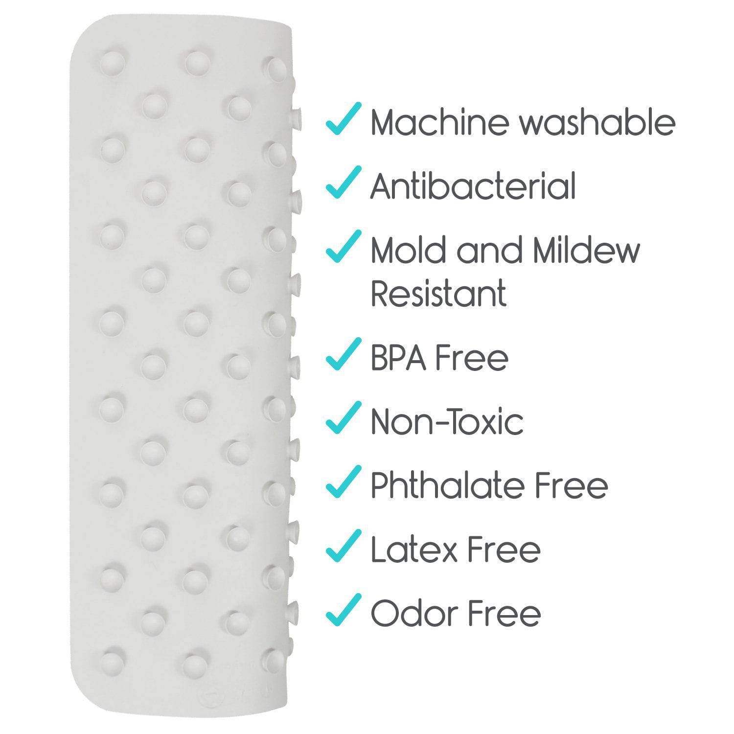 Vive Health - Bathtub Floor Mat, 28" x 16", Suction Cups, Non-Slip, Machine Washable