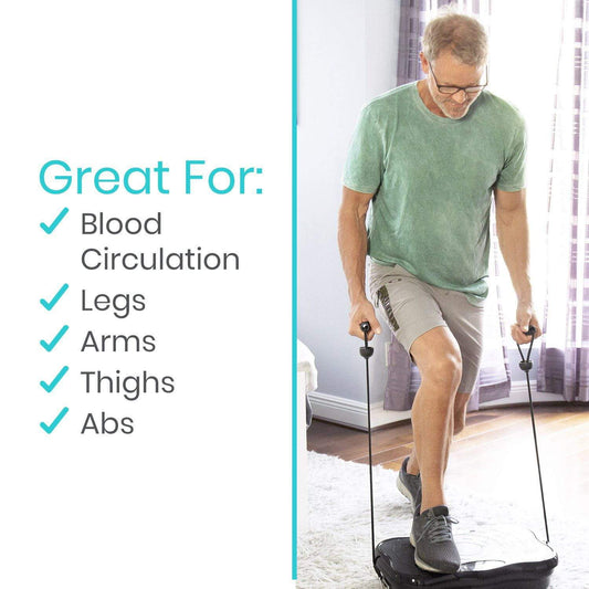 Vive Health - 20” x 12" Vibration Platform with Adjustable Speed, 5 Modes, Resistance Bands, Remote Control - Supports up to 400 lbs