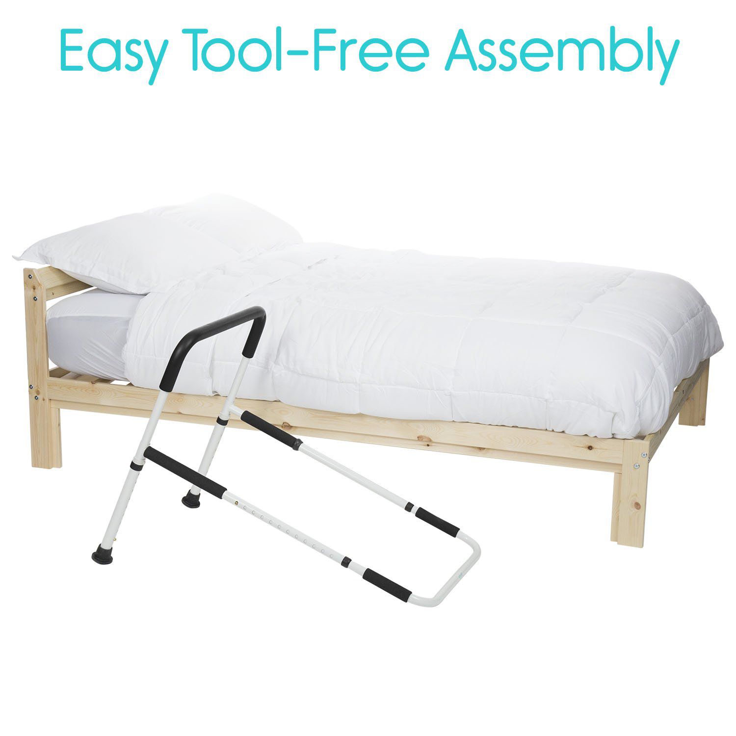 Vive Health - Height Adjustable Steel Bed Safety Rail with Non-Slip Foam