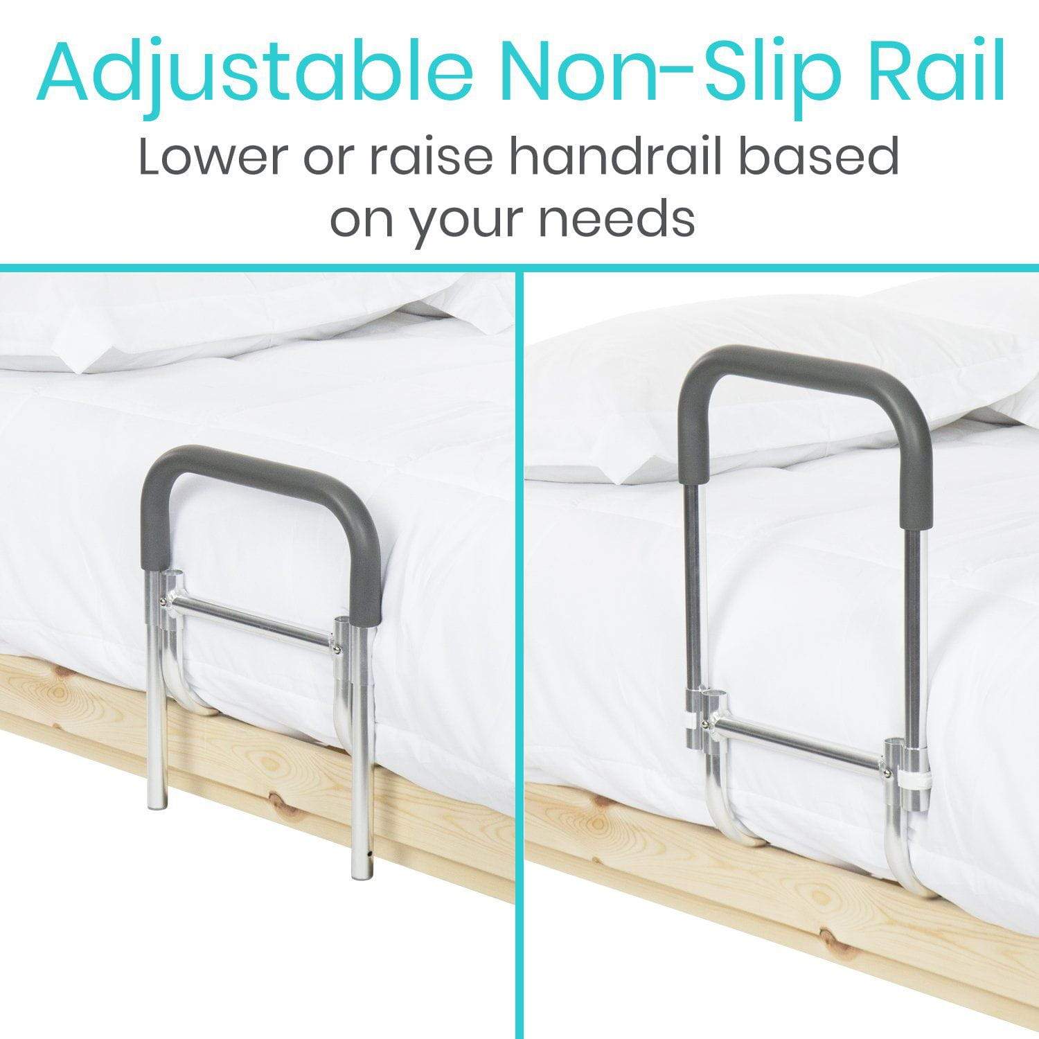 Vive Health - Compact Bed Rail with Dropdown Feature, Anchor Strap, Fits Any Bed