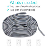 Vive Health - Elastic Shoe Laces, No-Tie Option, 6mm Standard Flat, Two Pairs with Clips