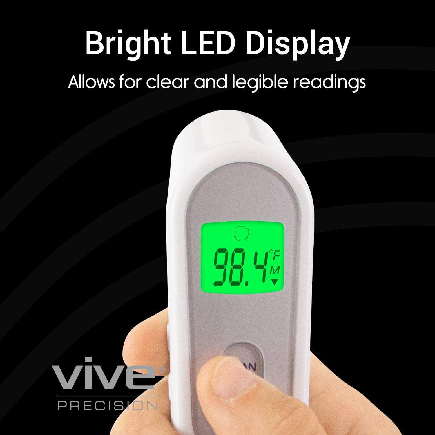 Vive Health - Non Contact Infrared Thermometer with Backlit Screen and Temp Memory