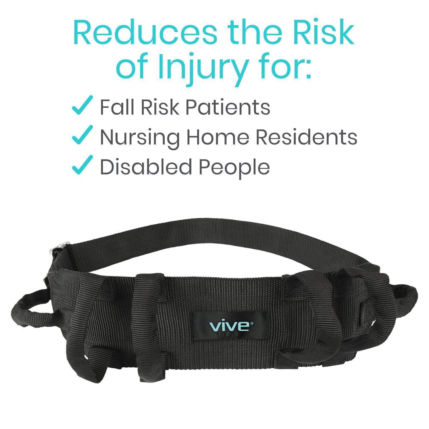 Vive Health -  Transfer Belt with 6 Handles, Reinforced Nylon, 4" Width, Adjustable up to 51
