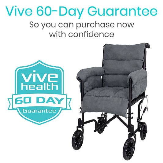 Vive Health -  Full Wheelchair Cushion, Fiberfill, Velvet, Grey
