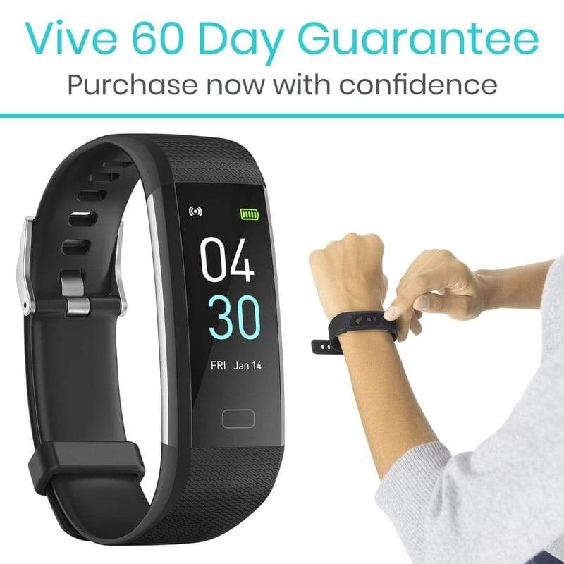 Vive Health - Rechargeable Wristband Fitness Tracker w/ App, Touch Screen