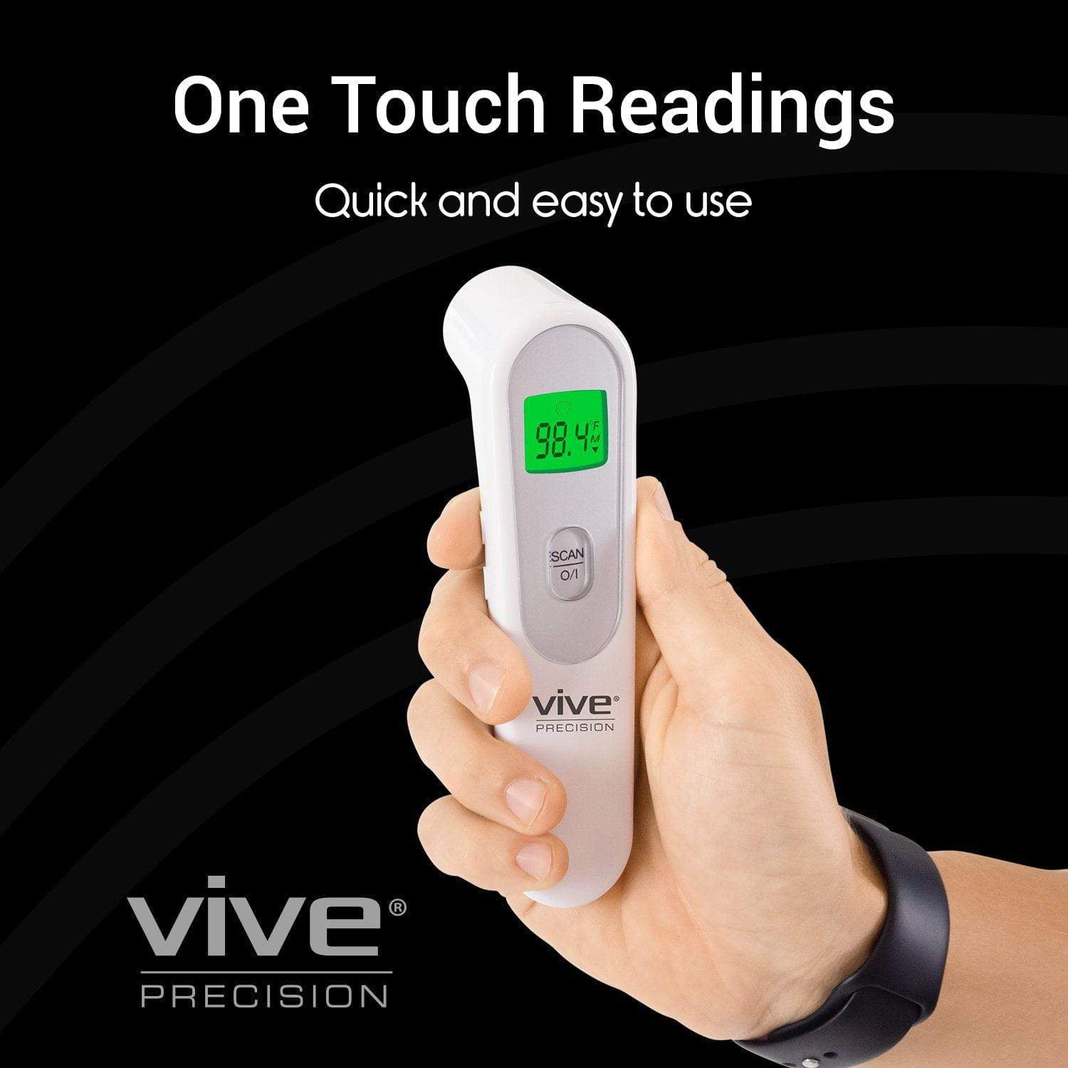 Vive Health - Non Contact Infrared Thermometer with Backlit Screen and Temp Memory