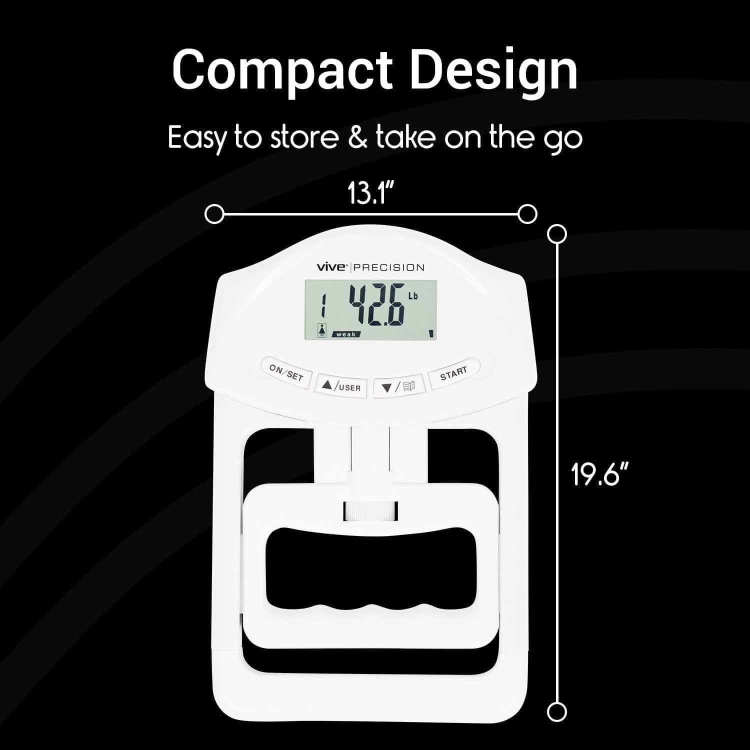 Vive Health - Adjustable  Grip Strength Tester with LED Display, upto 19 User profiles