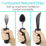 Vive Health - Adaptive Utensil Set, Wide, Non-Weighted Fork, Spoon, Knife, Dishwasher Safe