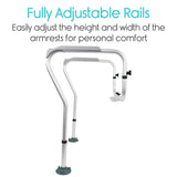 Vive Health - Adjustable Toilet Safety Rail, Padded Fitting w/no Drilling