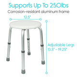 Vive Health - 12.5" Seat Shower Stool w/ Adjustable Height, Rust Proof