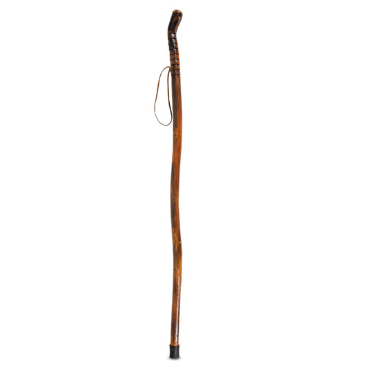 Vive Health - Wooden Walking Stick, Clear Finish, Grooved Handle