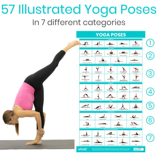 Vive Health - No Equipment Poster Pack, Yoga, Body Weight, Stretching, Full-Color, Laminated