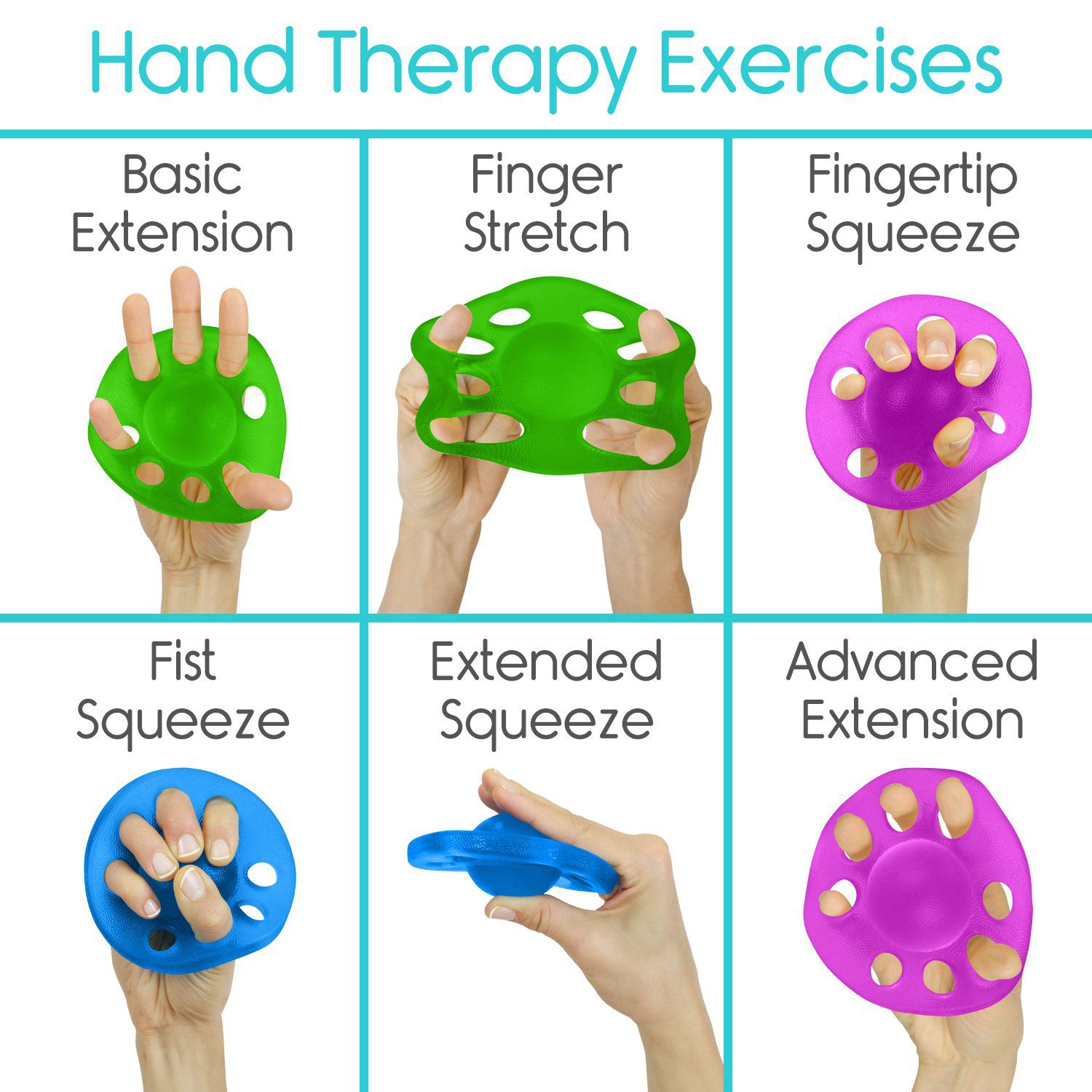 Vive Health - Pack of 3, Hand Extension Exercisers with Squeeze Ball