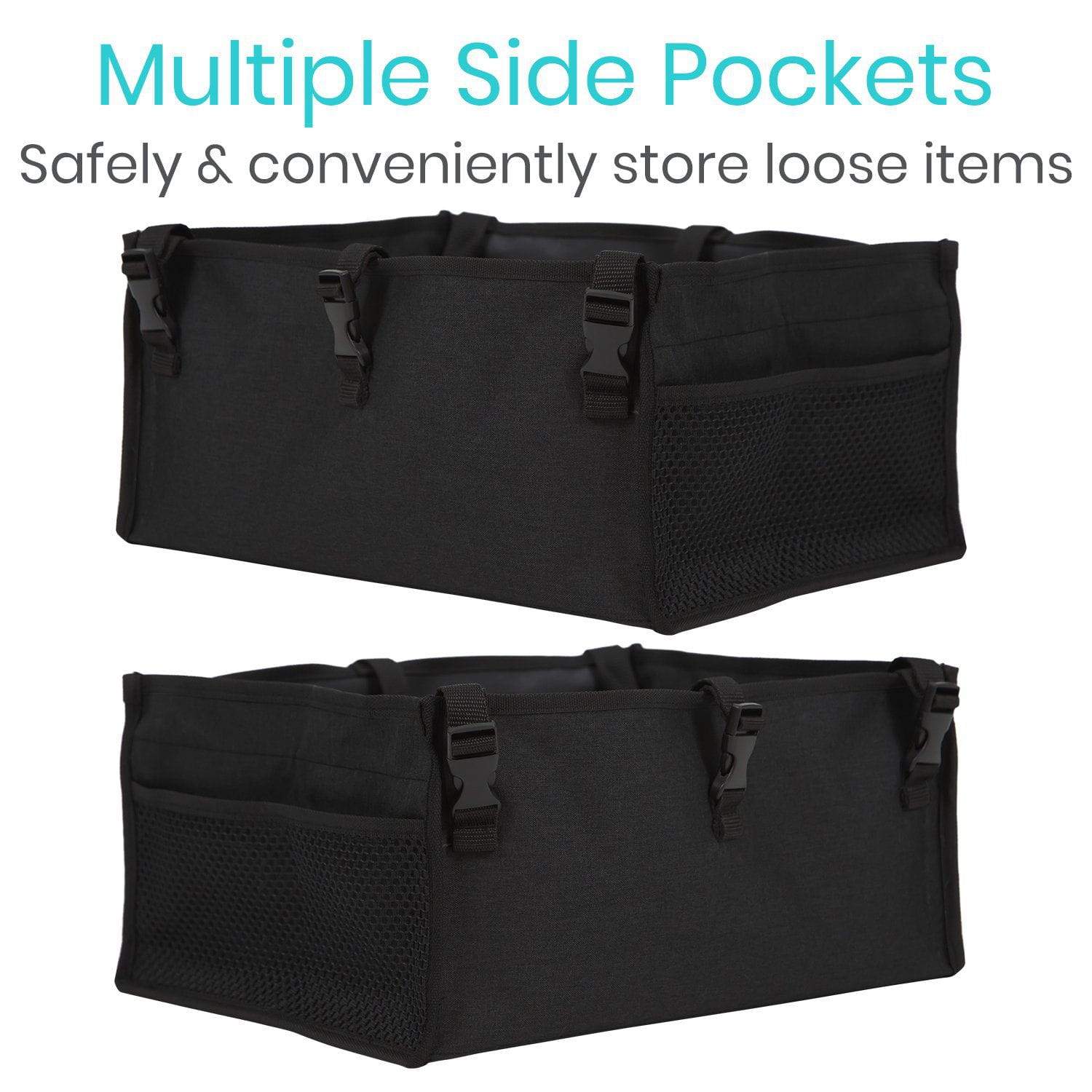 Vive Health - Rollator Seat Bag, Rigid Base, Mesh Pockets, Fits Standard and Bariatric Rollators