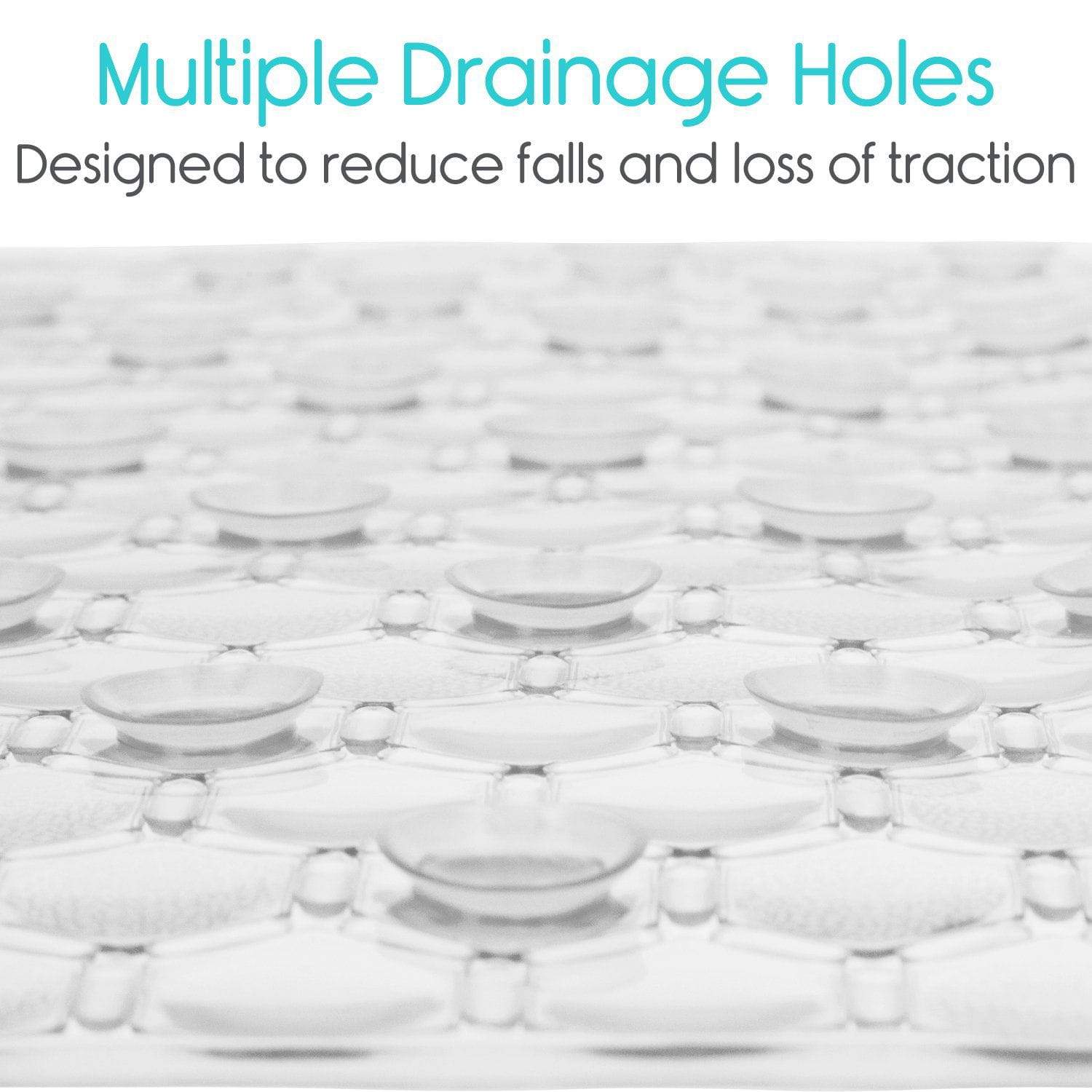 Vive Health - 26” Oval Bath Mat, Nonslip Suction Cups, Blue PVC