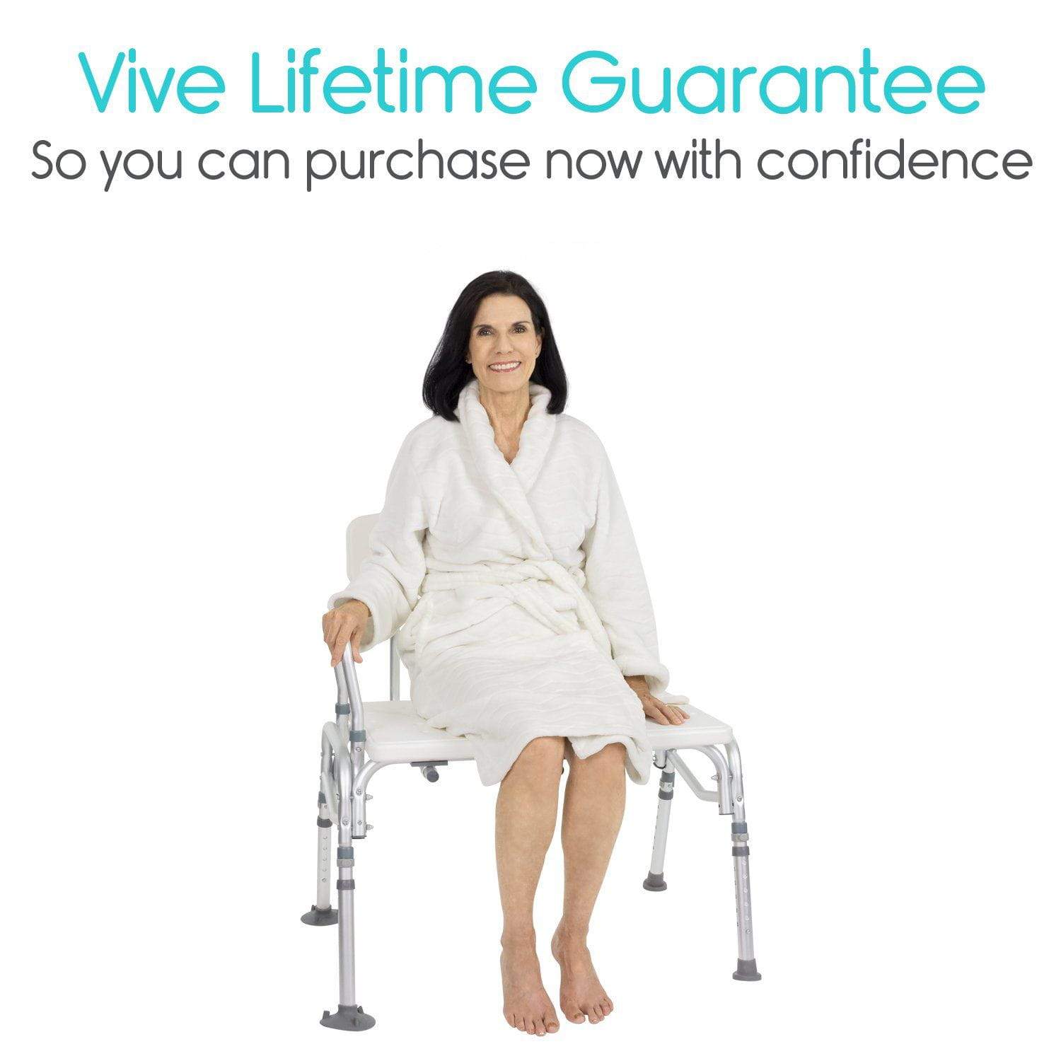 Vive Health - Bathroom Transfer Bench with Adjustable Aluminum Frame and Nonslip Design