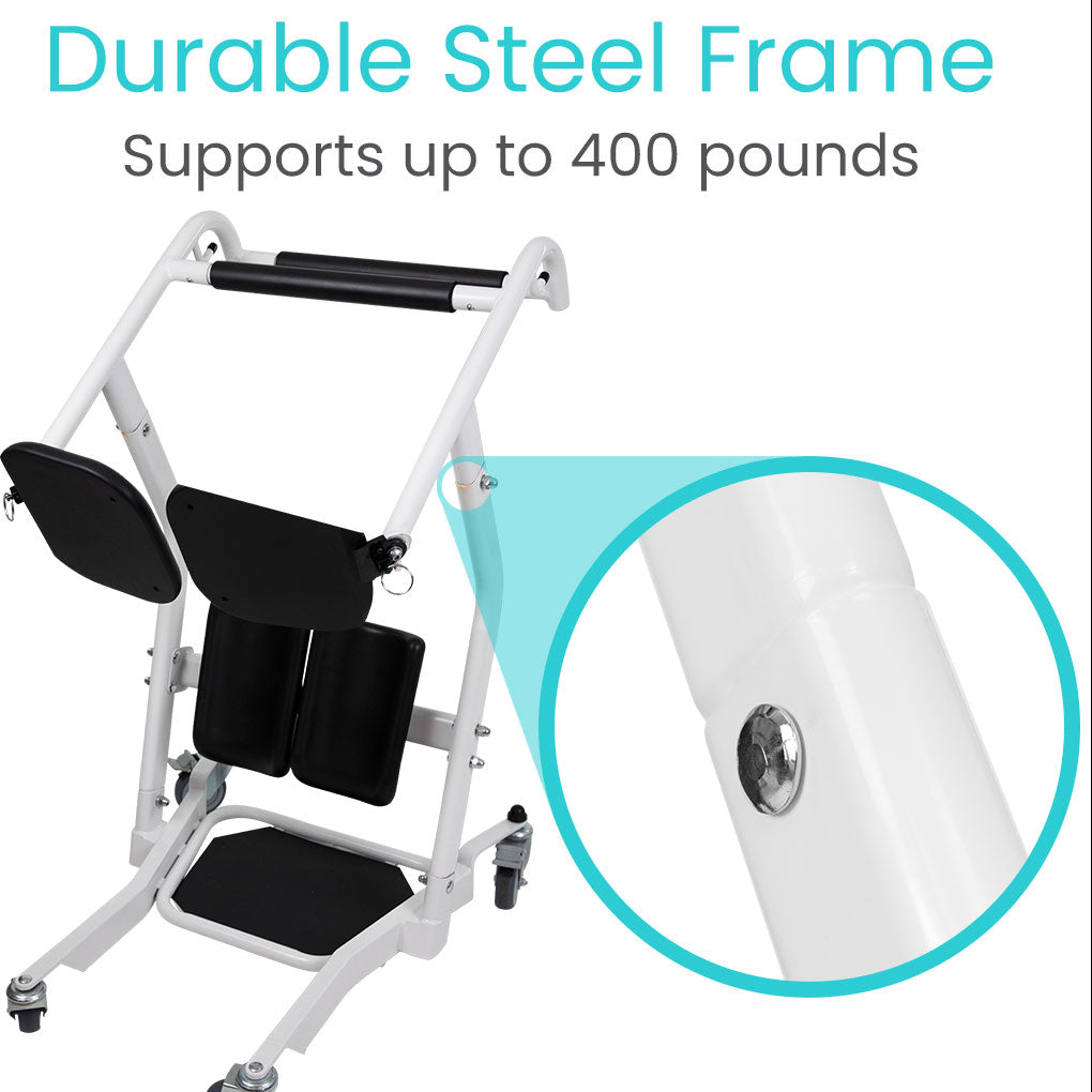 Vive Health - Transport Stand Assist, Padded Steel, Locking Base, Supports Up To 400lbs