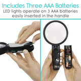 Vive Health -  LED Magnifying Glass: Compact 4" Magnifier with 5X/10X Acrylic Lenses and Pouch