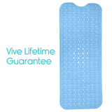 Vive Health - 38" x 15" Bath Mat, Nonslip Suction Cups, Blue PVC