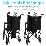 Vive Health - Oxygen Tank Holder, Holds D/E Cylinders, Reinforced Straps, Extra Pockets, Black, Gray